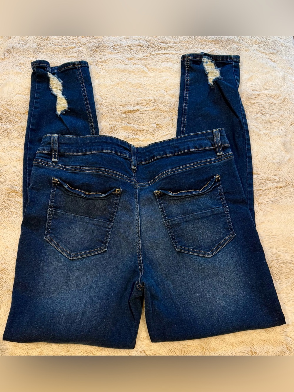 refuge Skinny Distressed Dark Blue Jeans - Picture 4 of 7